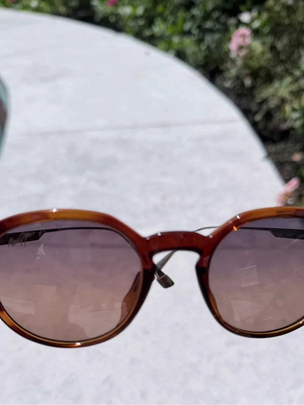 Maui Jim Tortoise Brown Round Sunglasses with Gradient Brown Lenses